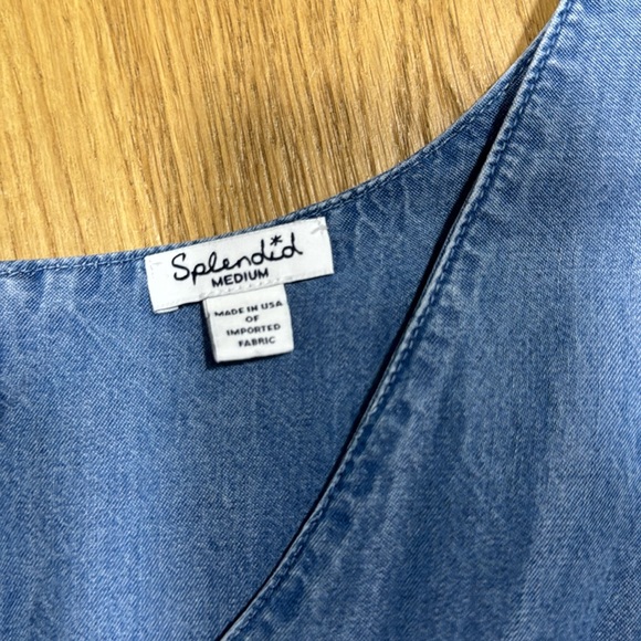 blue jeans color jumpsuit in splendid brand camisole shorts - Picture 2 of 4